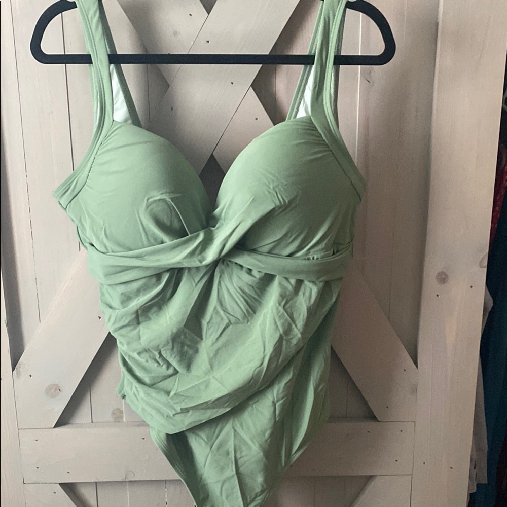 Some tags missing.  Women's Cupshe Green One-Piece Swimsuit